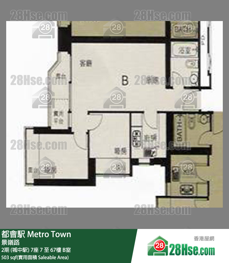 都會駅 2期 (城中駅) 7座 52樓 B室 平面圖