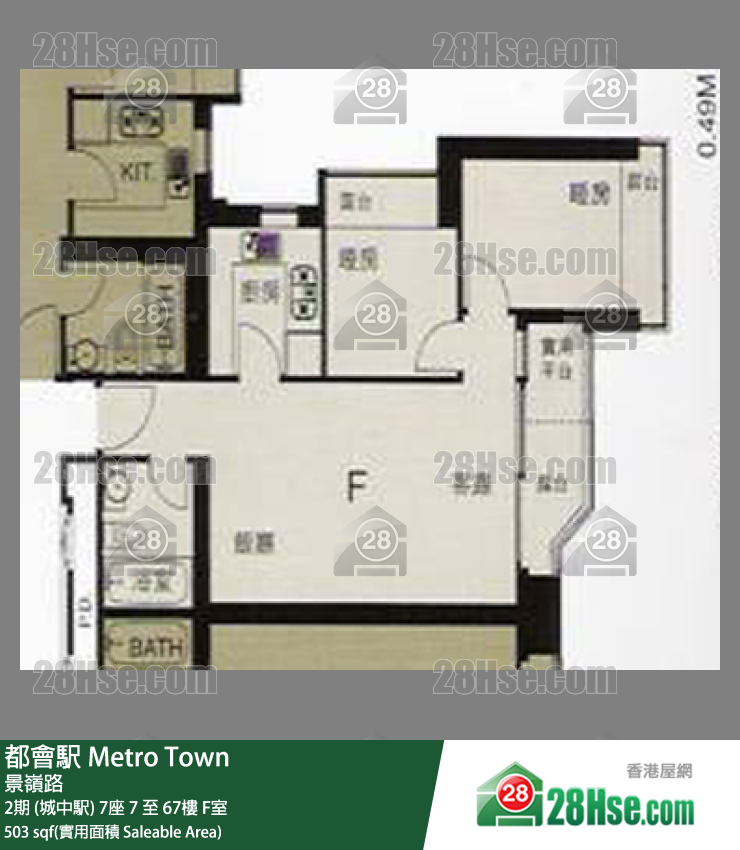 都會駅 2期 (城中駅) 7座 36樓 F室 平面圖
