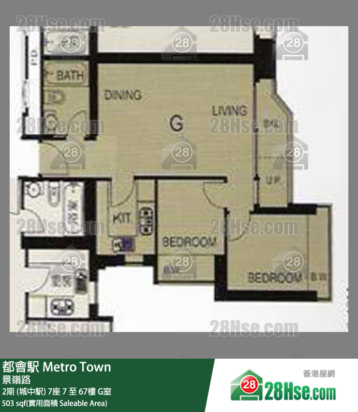 都會駅 2期 (城中駅) 7座 42樓 G室 平面圖