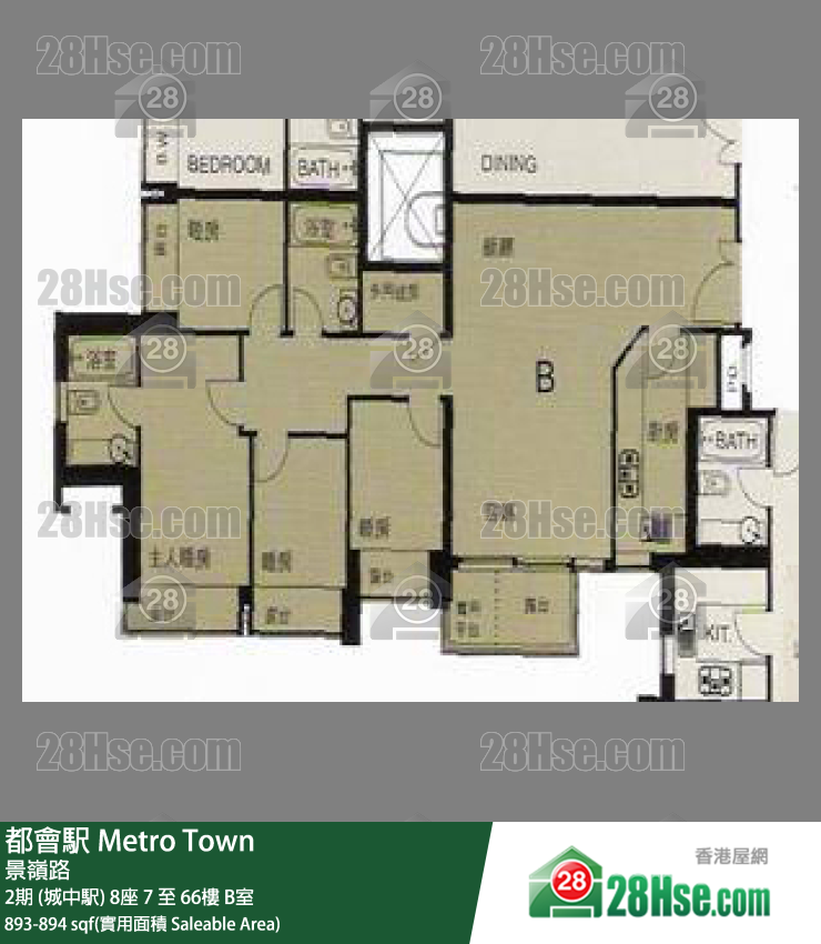 都會駅 2期 (城中駅) 8座 26樓 B室 平面圖