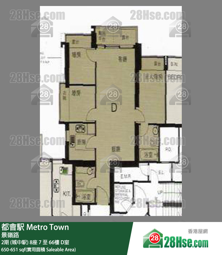 都會駅 2期 (城中駅) 8座 35樓 D室 平面圖