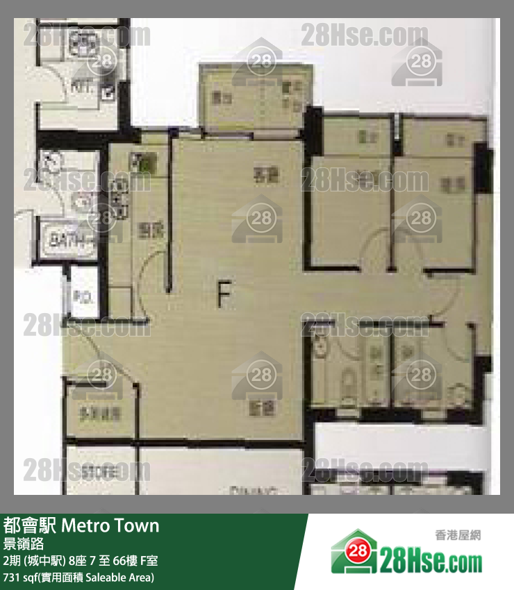 都會駅 2期 (城中駅) 8座 51樓 F室 平面圖