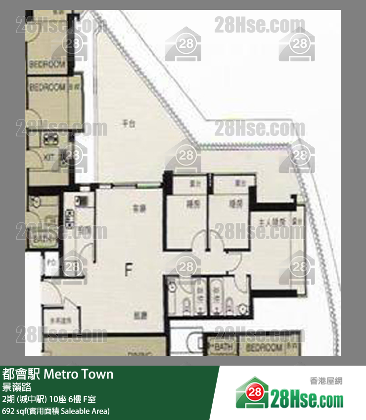 都會駅 2期 (城中駅) 10座 6樓 F室 平面圖