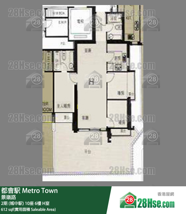 都會駅 2期 (城中駅) 10座 6樓 H室 平面圖