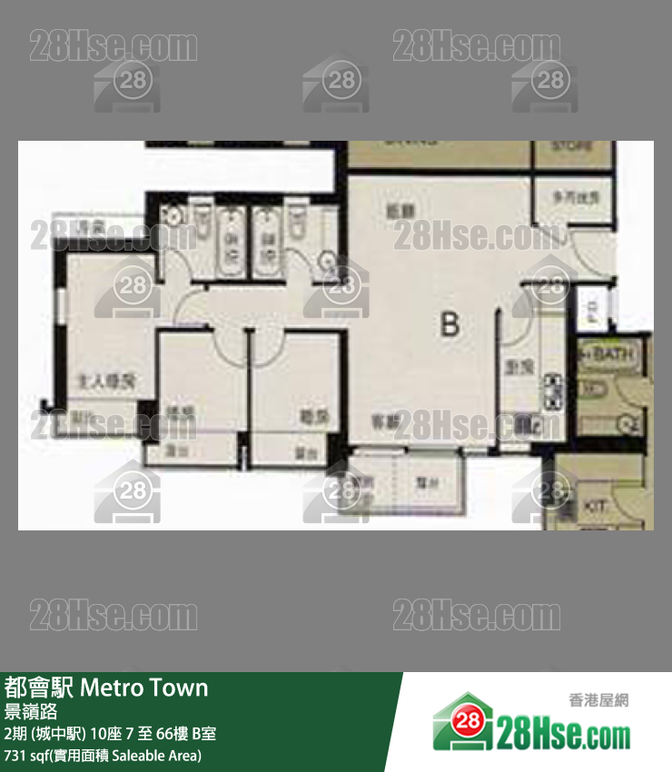 都會駅 2期 (城中駅) 10座 65樓 B室 平面圖