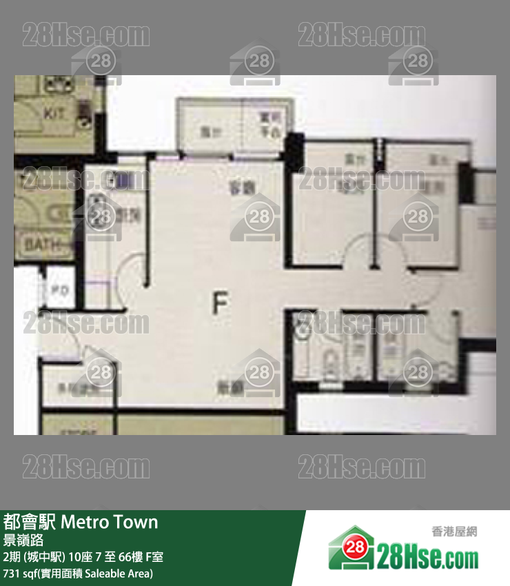 都會駅 2期 (城中駅) 10座 58樓 F室 平面圖