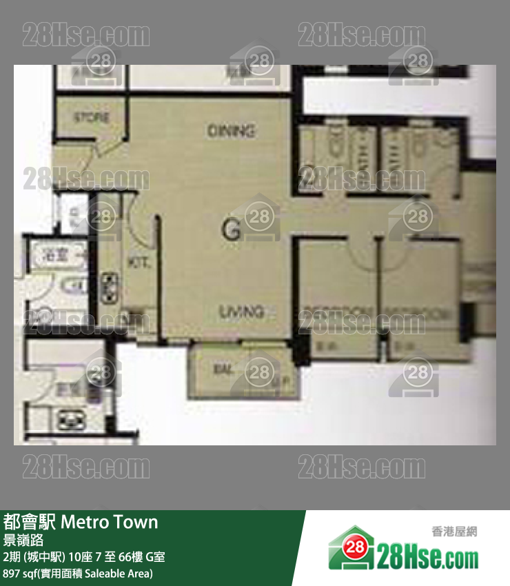 都會駅 2期 (城中駅) 10座 23樓 G室 平面圖