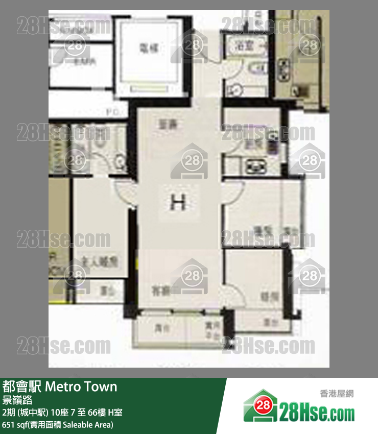 都會駅 2期 (城中駅) 10座 39樓 H室 平面圖