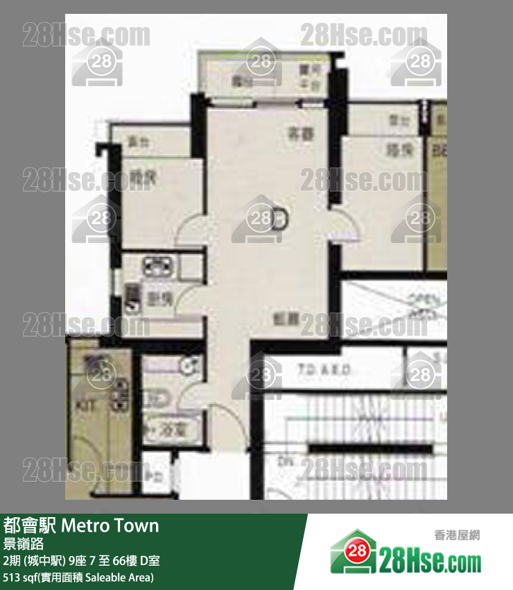 都会駅 2期 (城中駅) 9座 22楼 D室 平面图