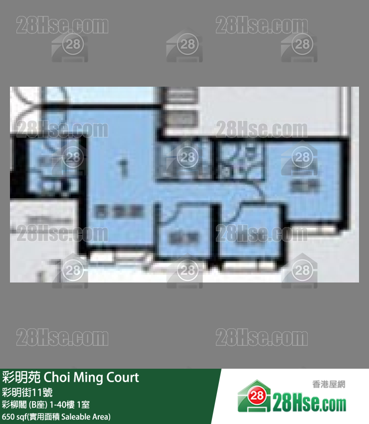 彩明苑 彩柳閣 (B座)26樓 1室 平面圖