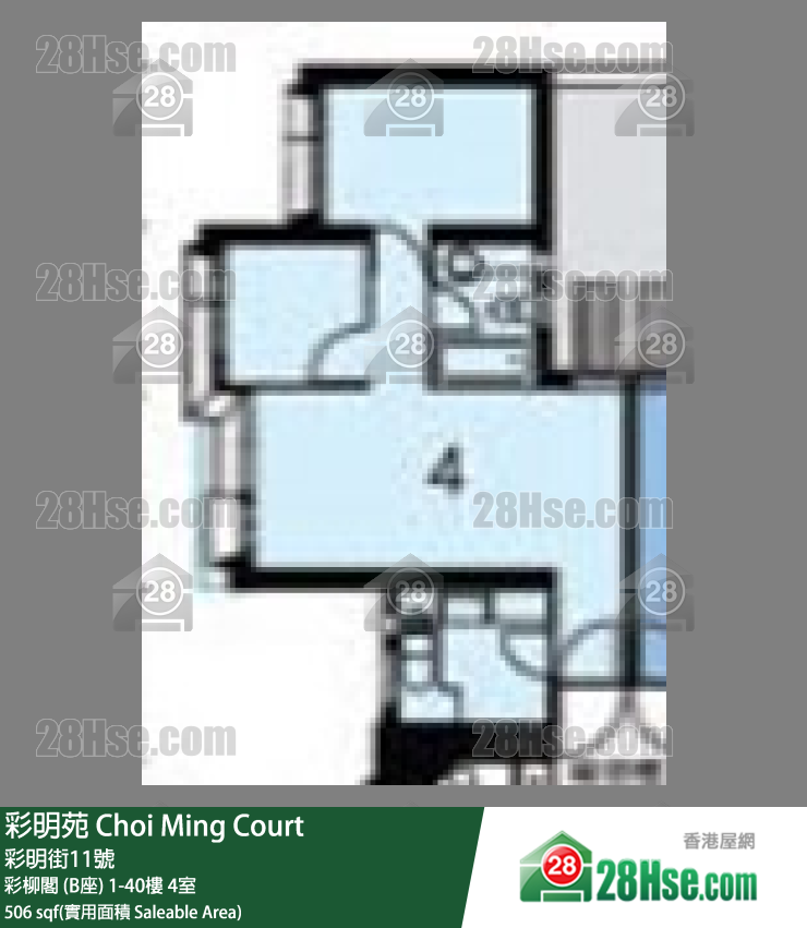 彩明苑 彩柳閣 (B座)21樓 4室 平面圖