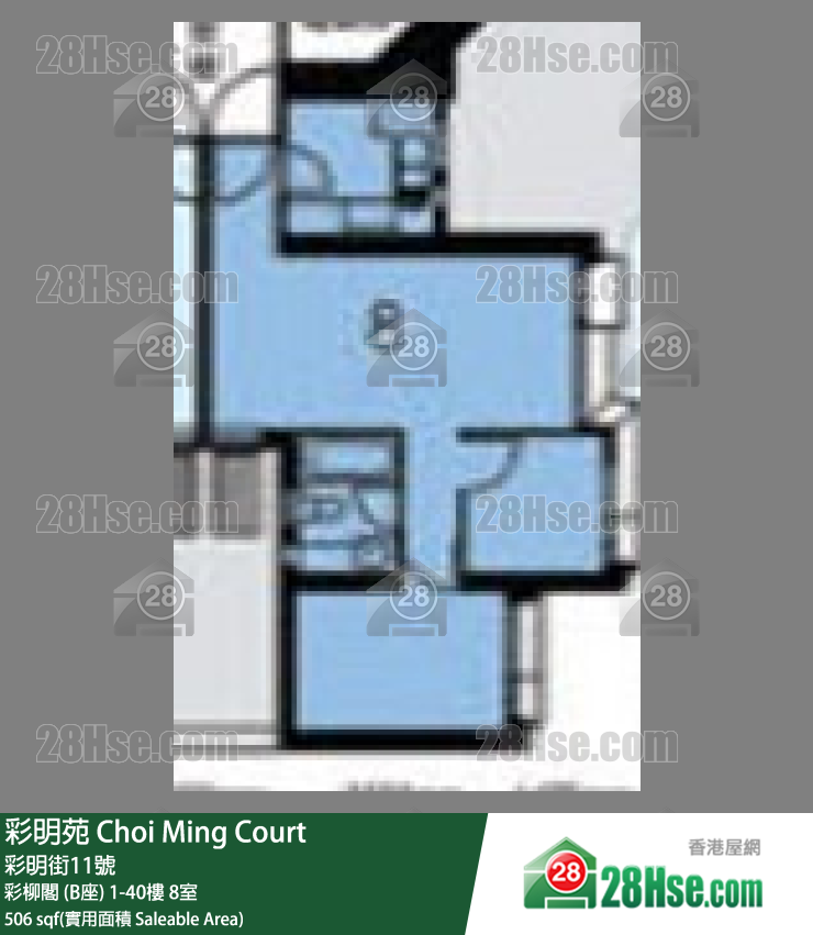 彩明苑 彩柳閣 (B座)18樓 8室 平面圖