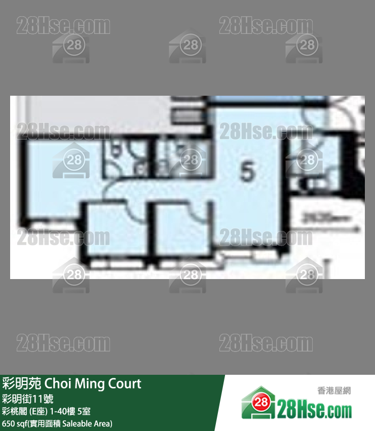 彩明苑 彩桃閣 (E座)1樓 5室 平面圖