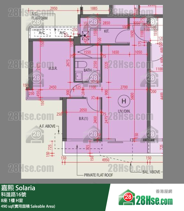 嘉熙 8座 1樓 H室 平面圖