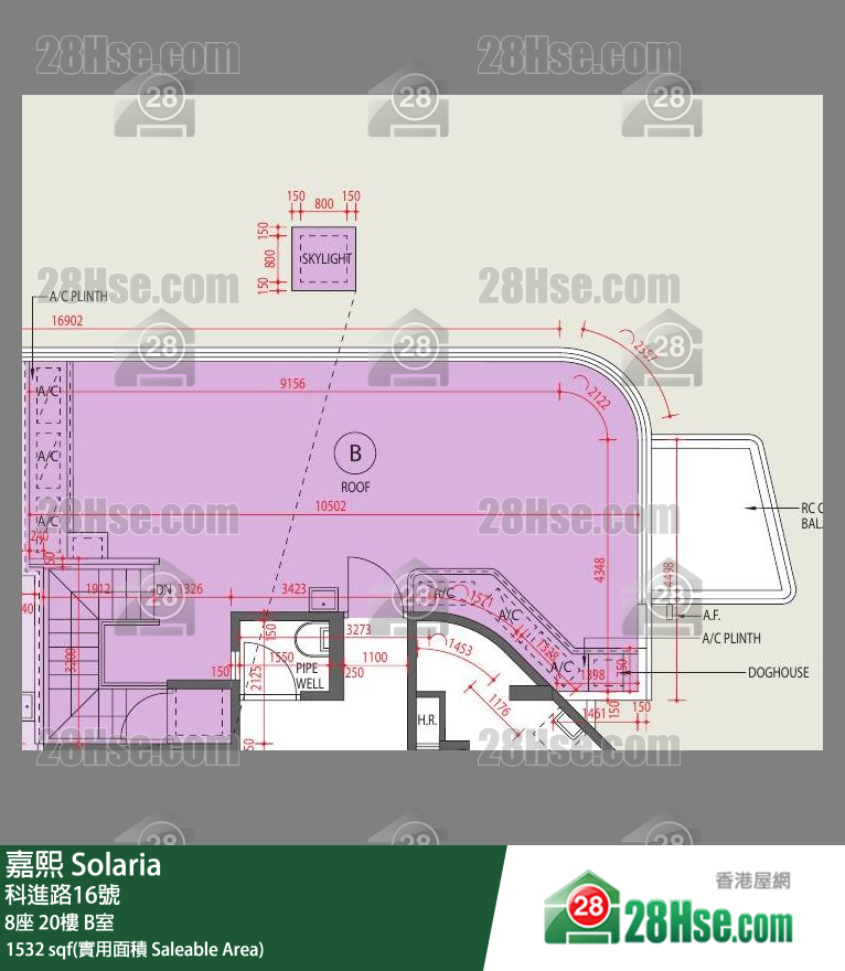 嘉熙 8座 20樓 B室 平面圖