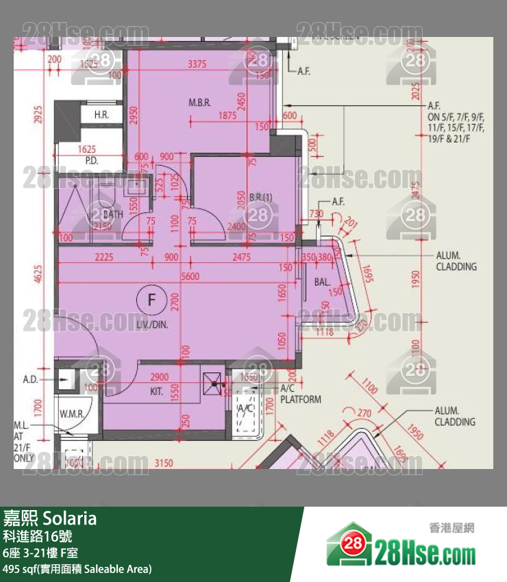 嘉熙 6座 18樓 F室 平面圖