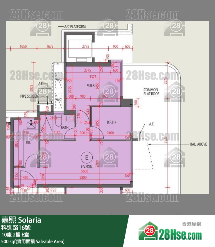 嘉熙 10座 2樓 E室 平面圖