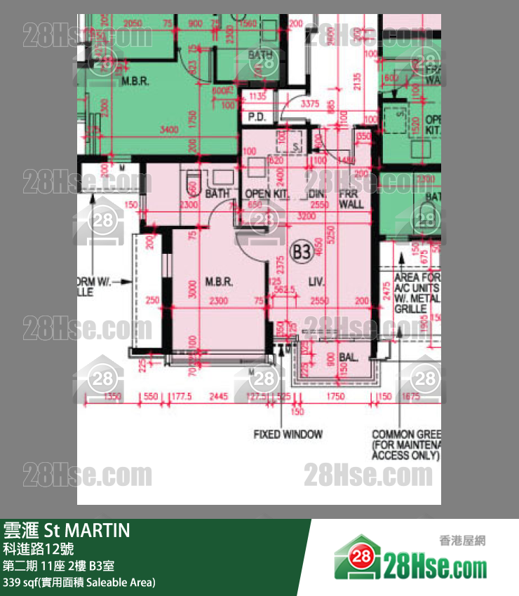 雲滙 第二期 11座 2樓 B3室 平面圖