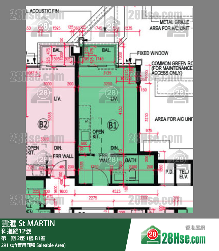 雲滙 第一期 2座 1樓 B1室 平面圖