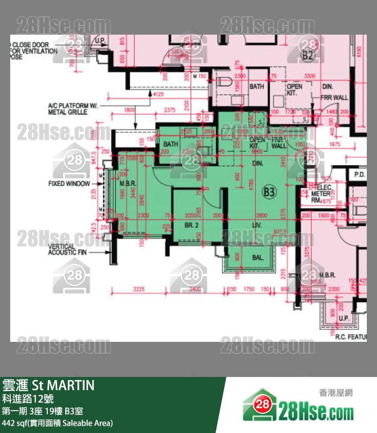 雲滙 第一期 3座 19樓 B3室 平面圖