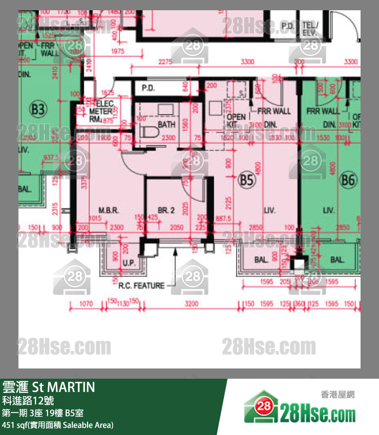 雲滙 第一期 3座 19樓 B5室 平面圖