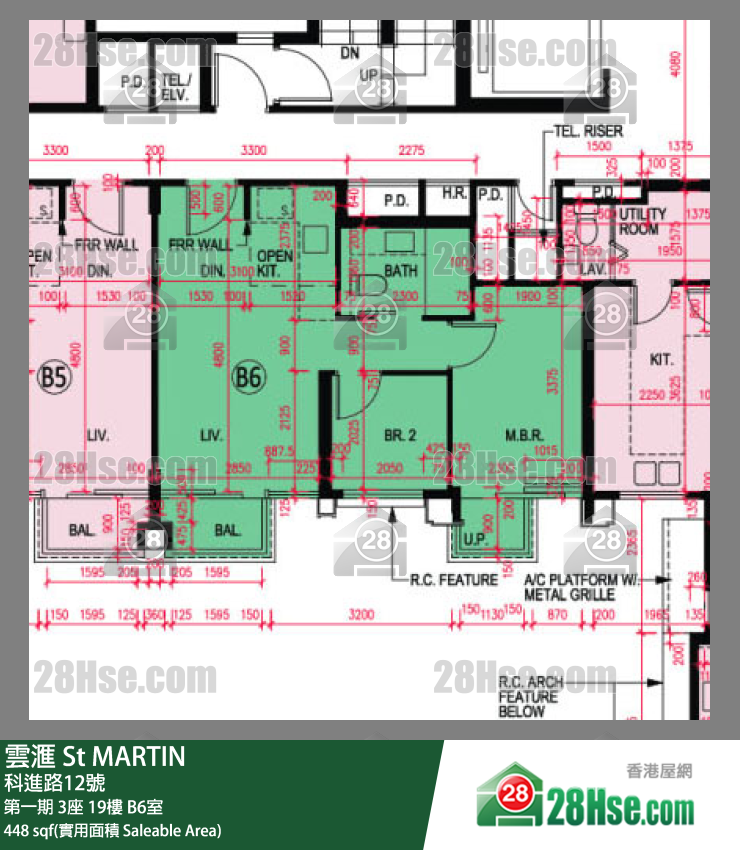 雲滙 第一期 3座 19樓 B6室 平面圖