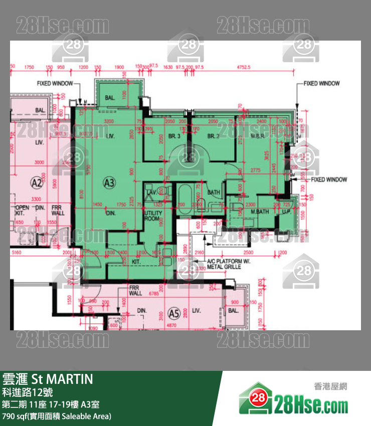 雲滙 第二期 11座 19樓 A3室 平面圖