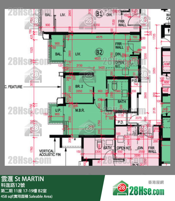 雲滙 第二期 11座 18樓 B2室 平面圖