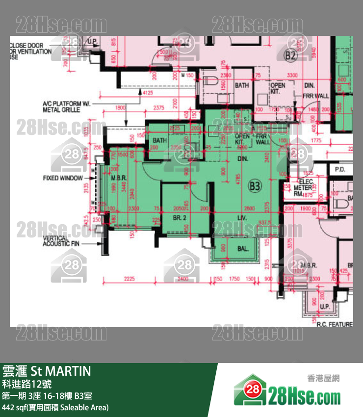 雲滙 第一期 3座 17樓 B3室 平面圖