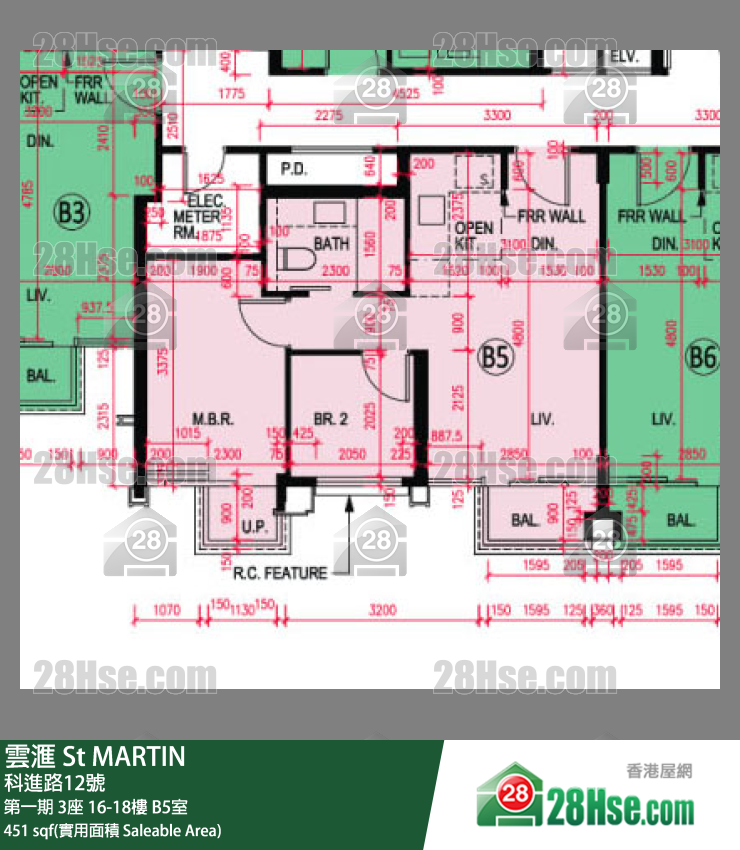 雲滙 第一期 3座 17樓 B5室 平面圖