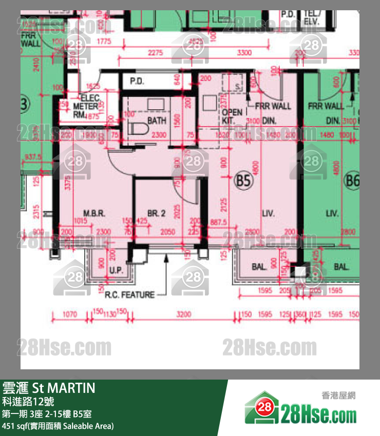 雲滙 第一期 3座 11樓 B5室 平面圖