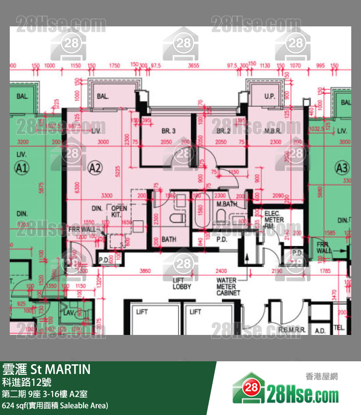 雲滙 第二期 9座 6樓 A2室 平面圖