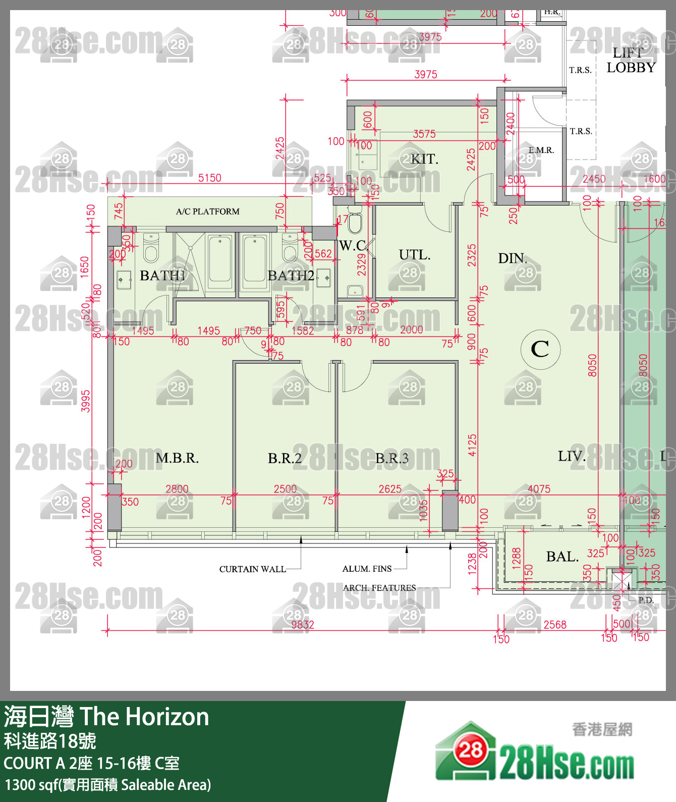 海日灣 大廈COURT A 2座16樓 C室 平面圖