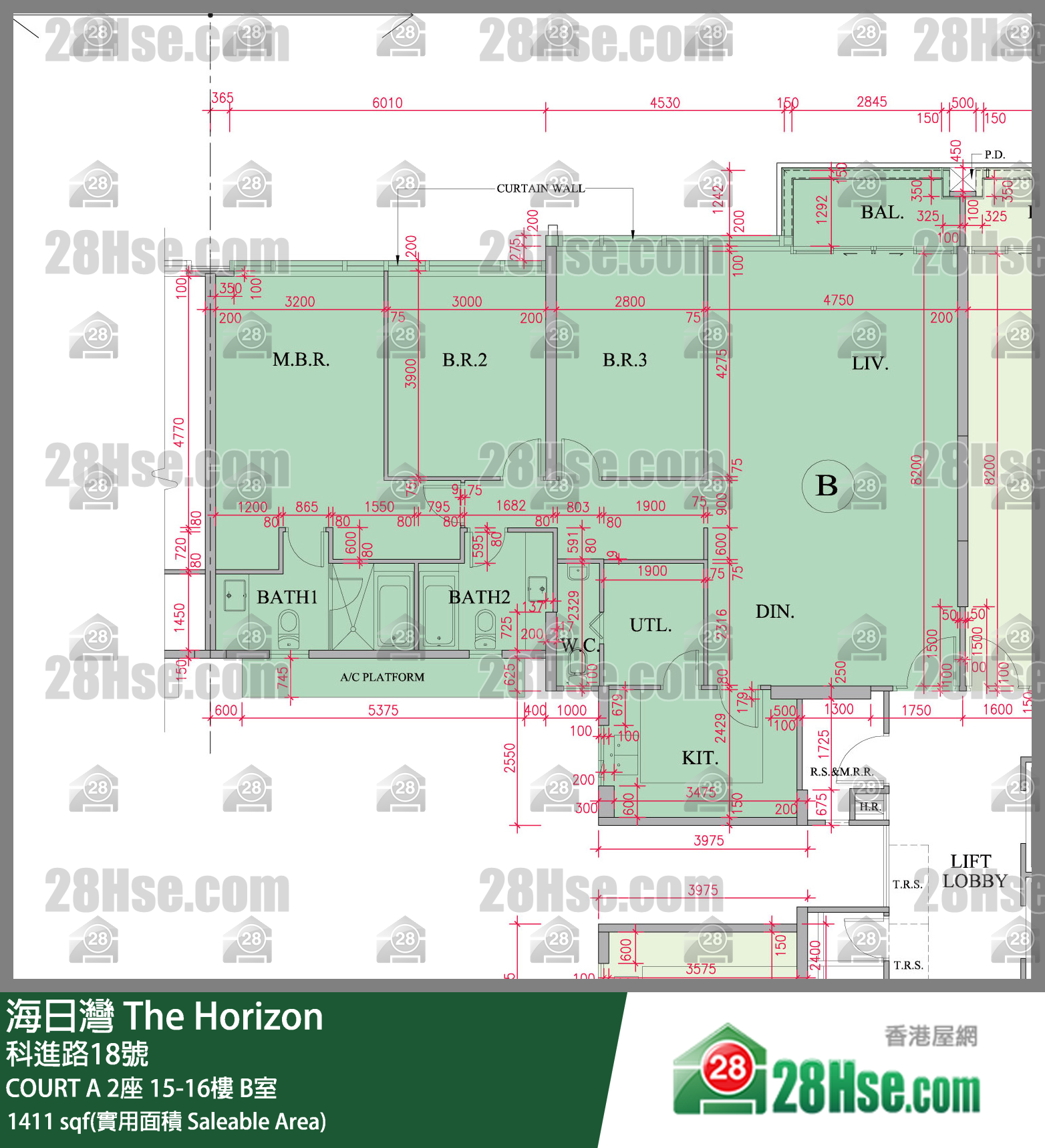 海日灣 大廈COURT A 2座15樓 B室 平面圖