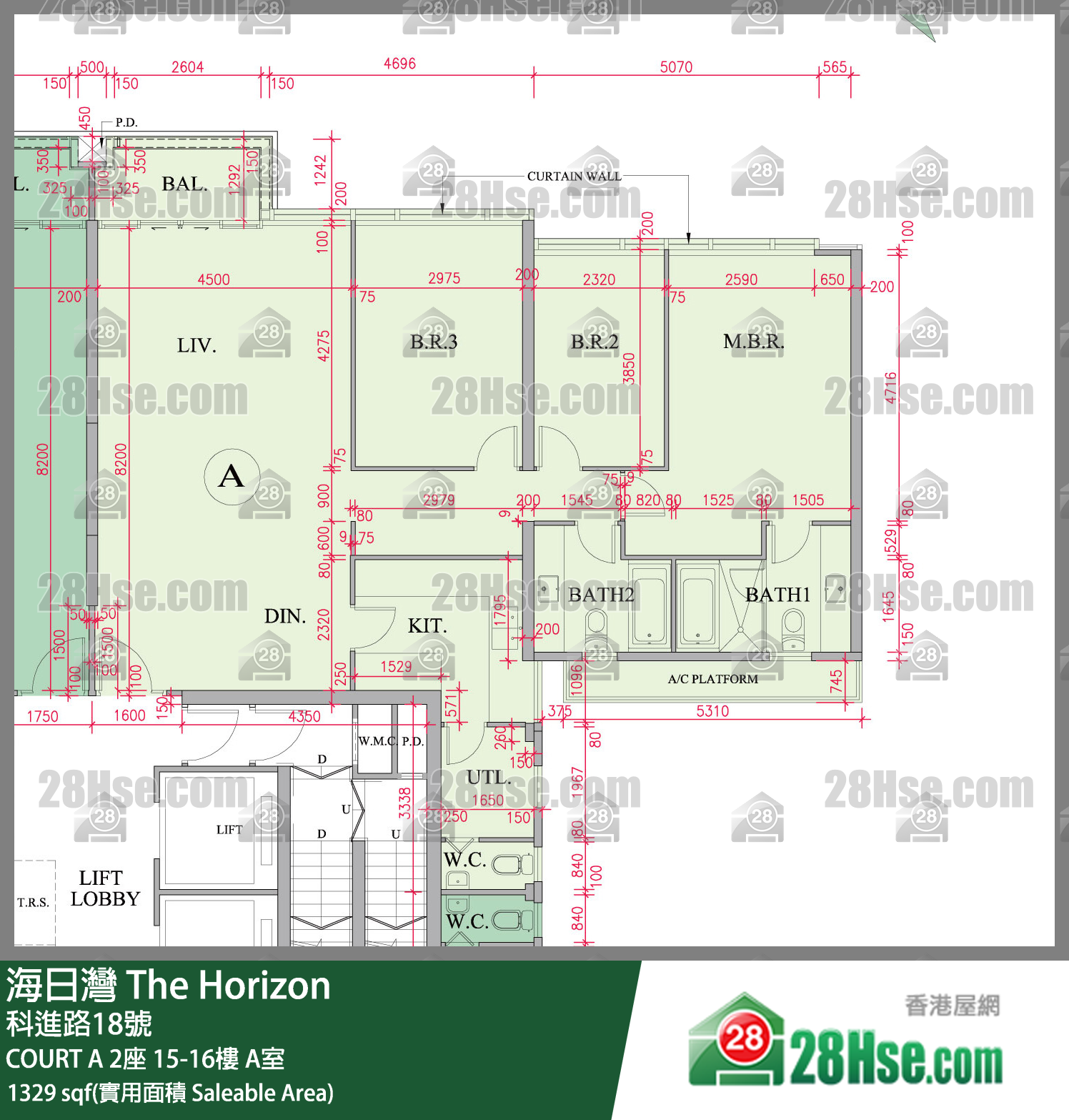 海日灣 大廈COURT A 2座16樓 A室 平面圖