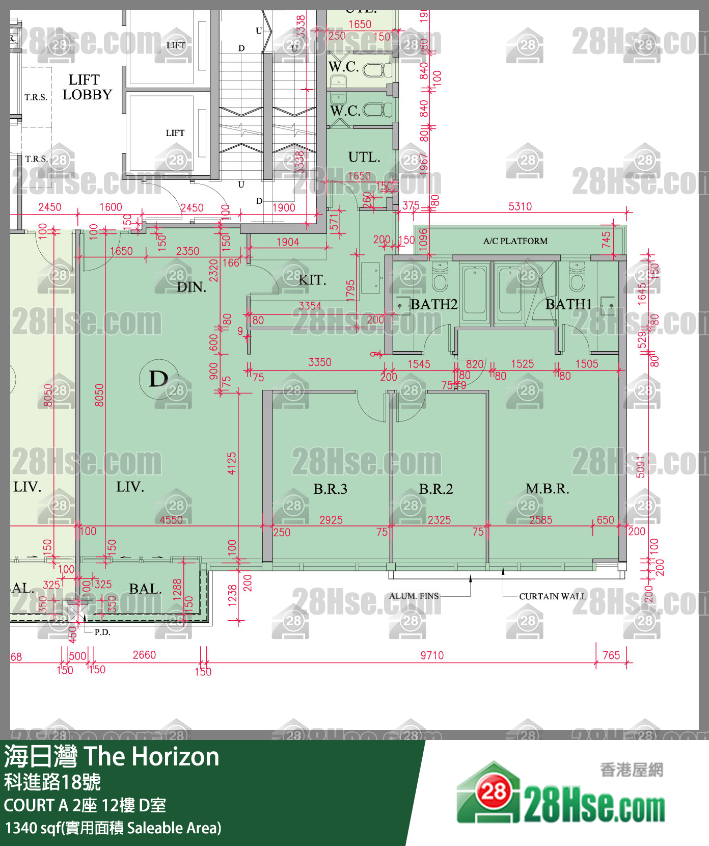 海日灣 大廈COURT A 2座12樓 D室 平面圖