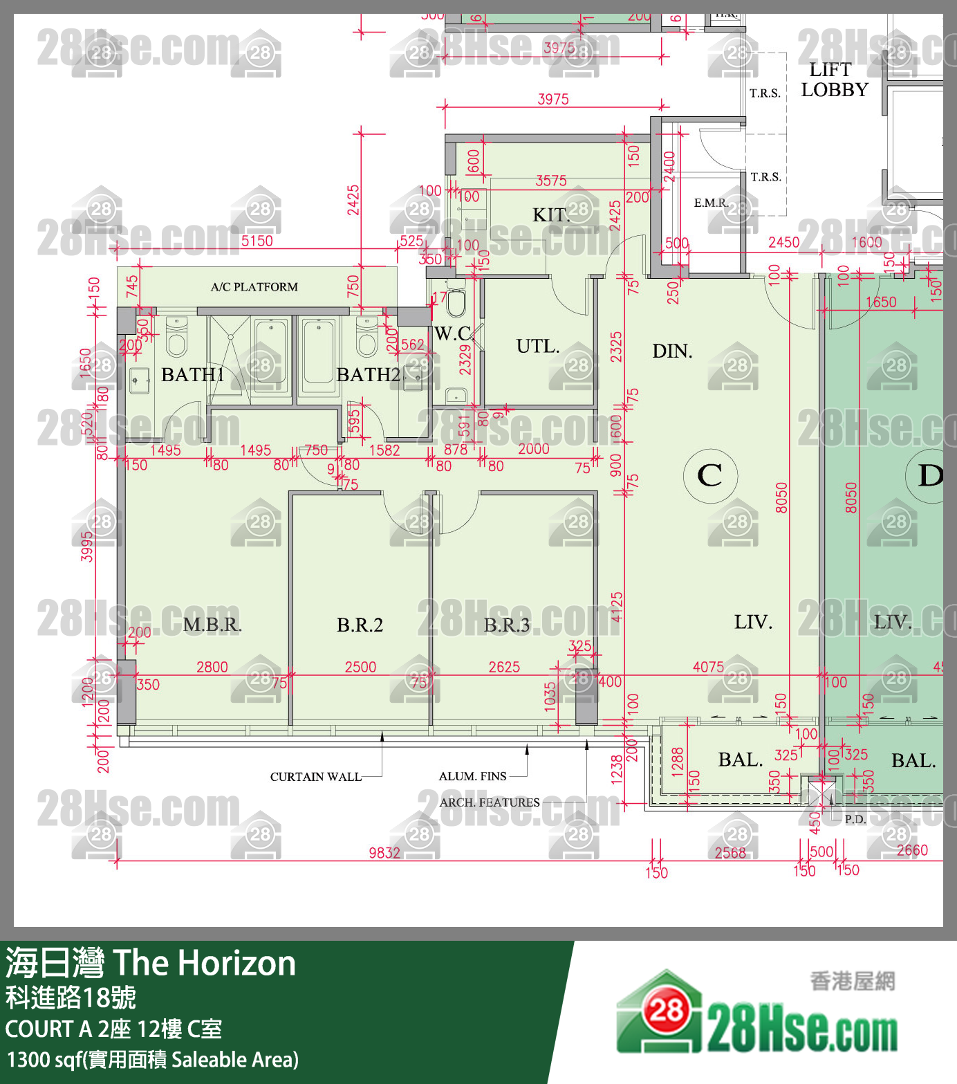 海日灣 大廈COURT A 2座12樓 C室 平面圖
