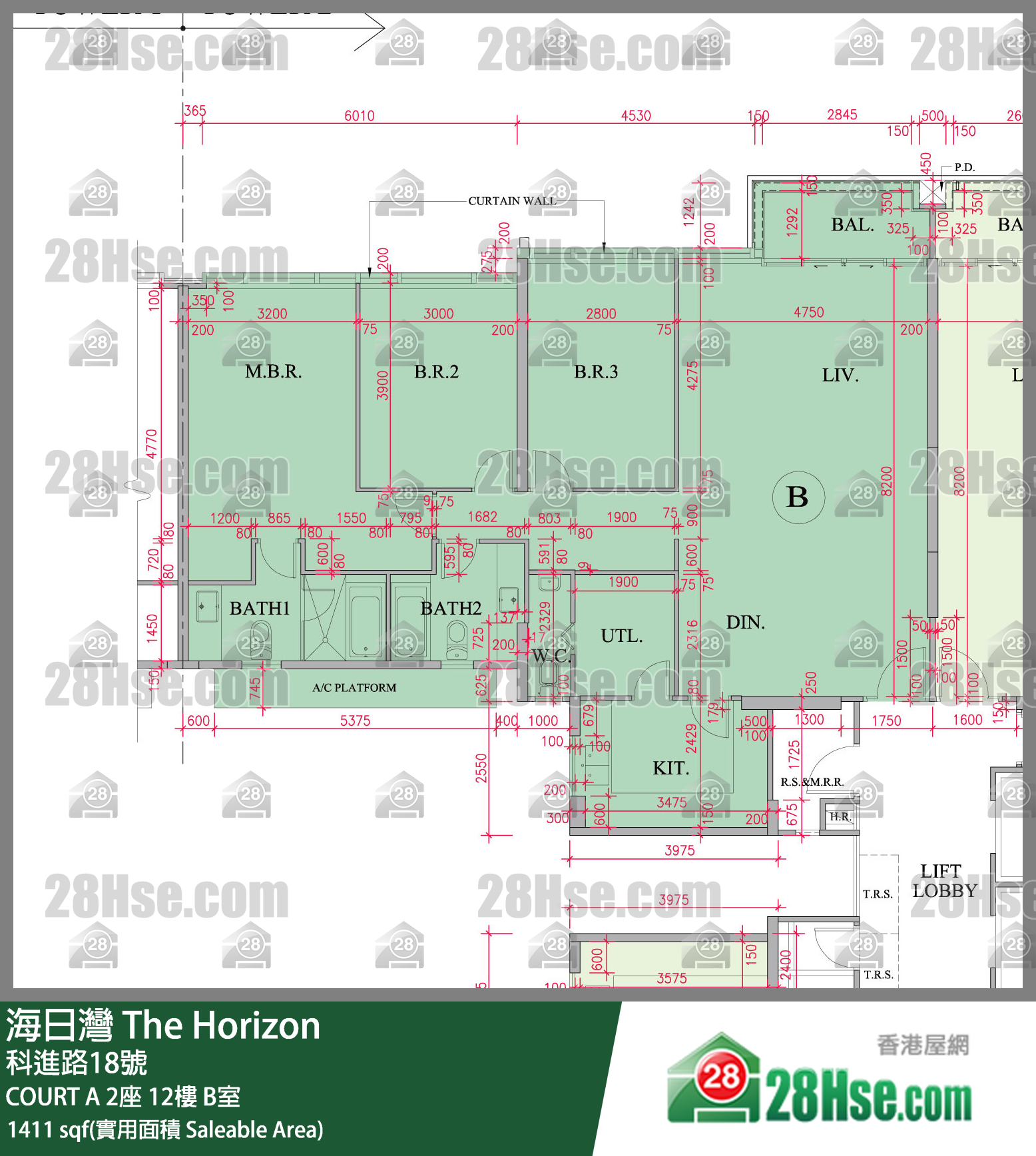 海日灣 大廈COURT A 2座12樓 B室 平面圖