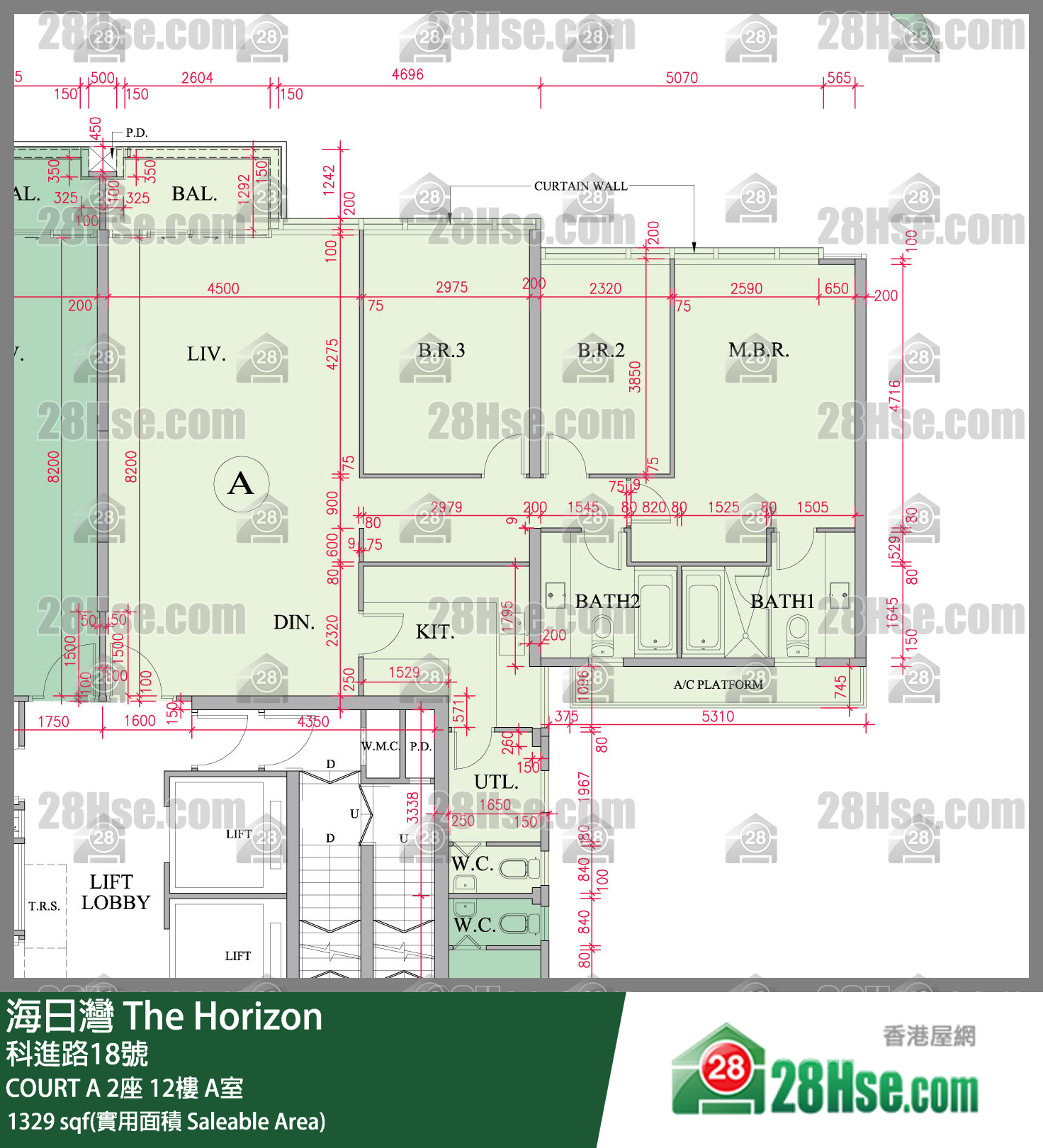 海日灣 大廈 COURT A 2座 12樓 A室 平面圖