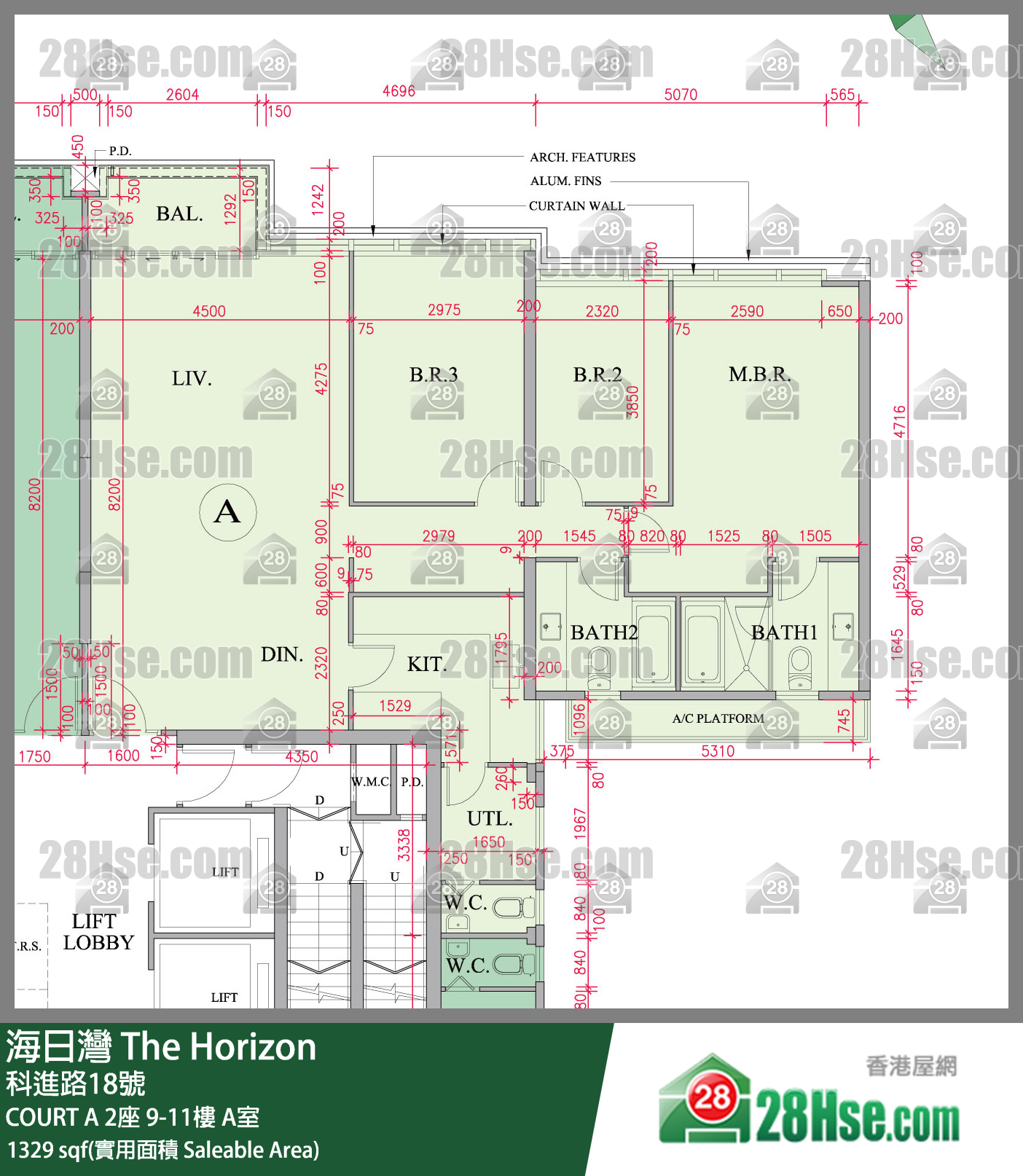海日灣 大廈 COURT A 2座 10樓 A室 平面圖