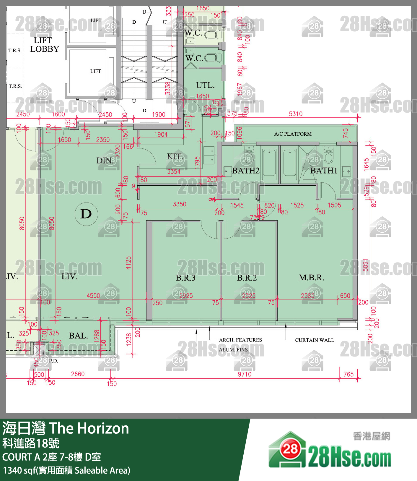 海日灣 大廈 COURT A 2座 8樓 D室 平面圖