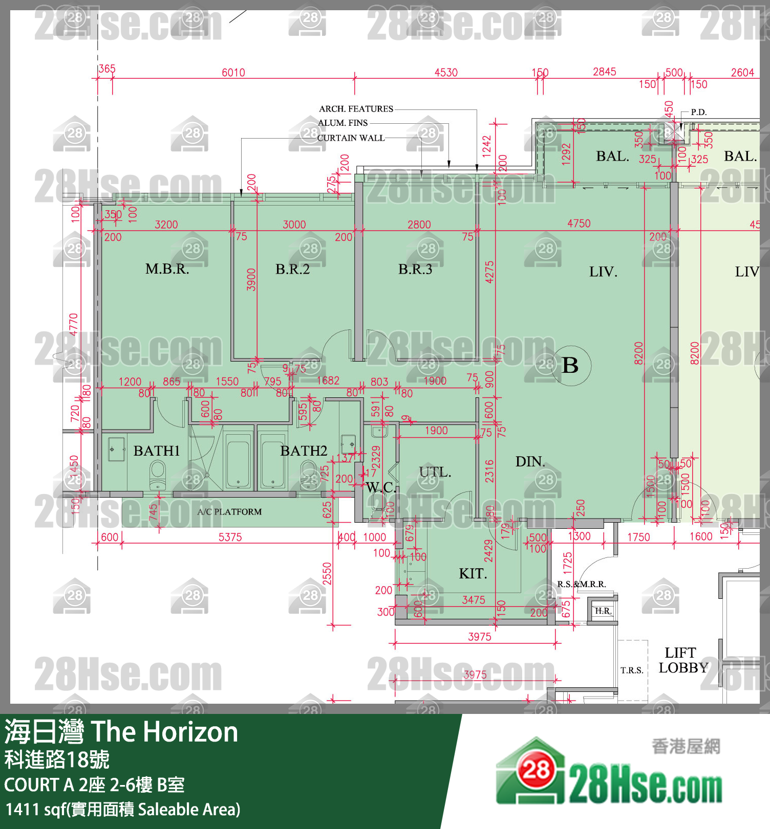 海日灣 大廈 COURT A 2座 3樓 B室 平面圖