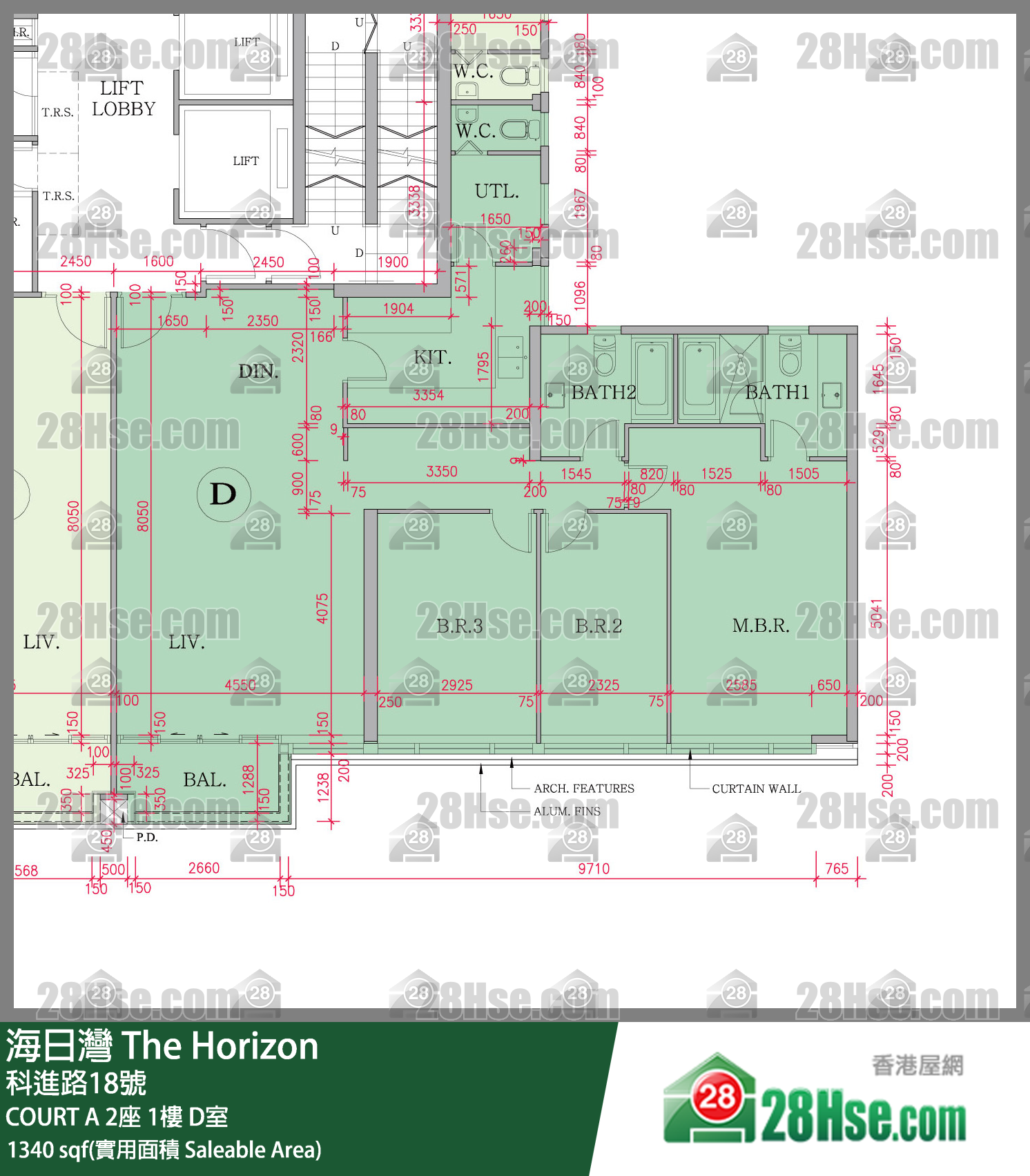 海日灣 大廈COURT A 2座1樓 D室 平面圖