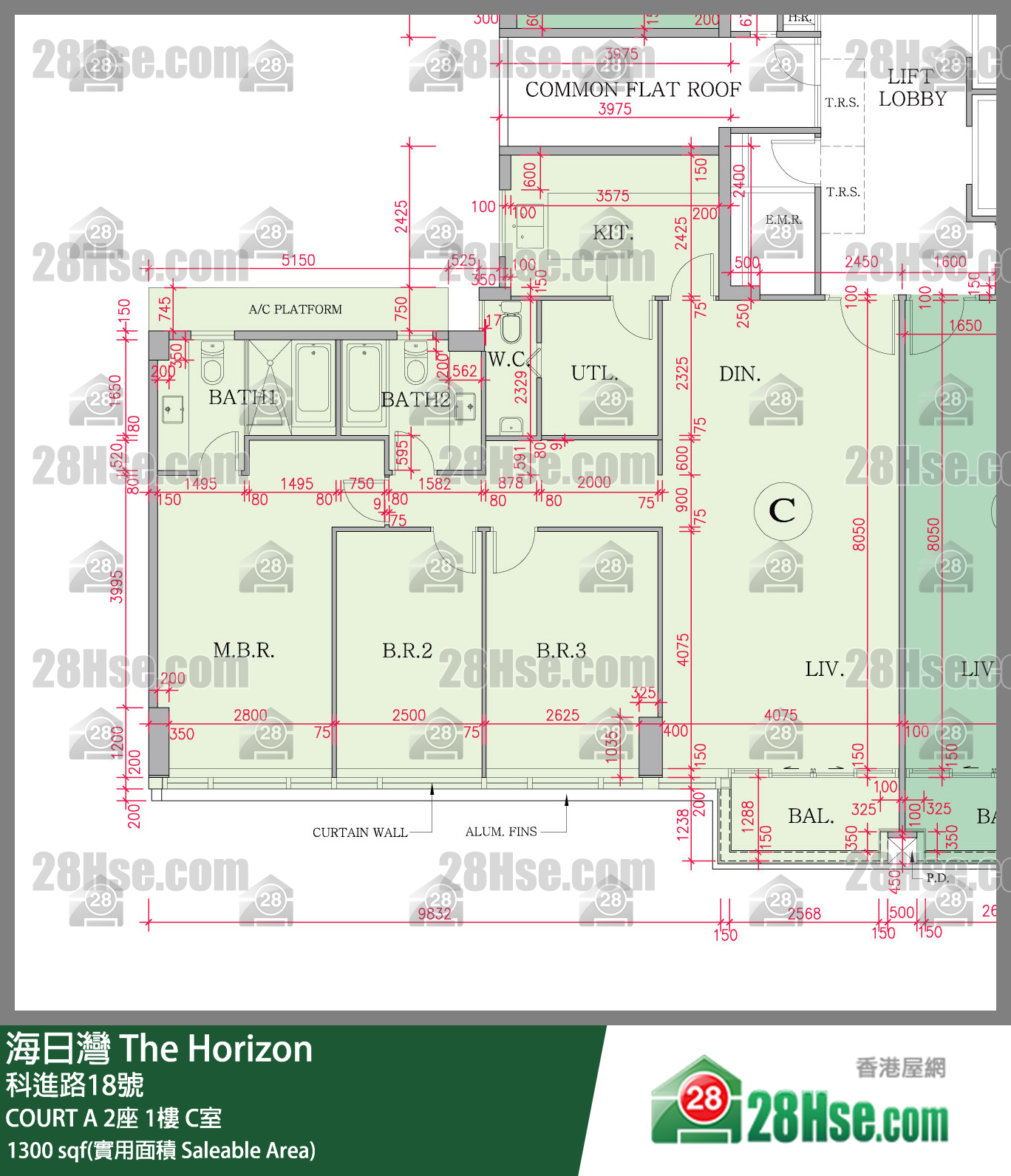 海日灣 大廈 COURT A 2座 1樓 C室 平面圖
