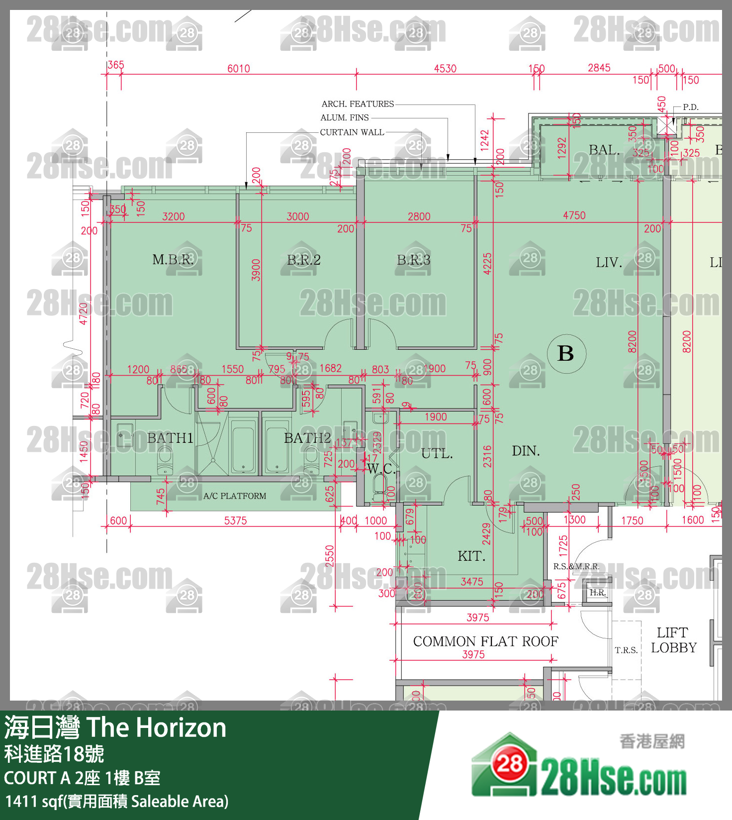 海日灣 大廈COURT A 2座1樓 B室 平面圖