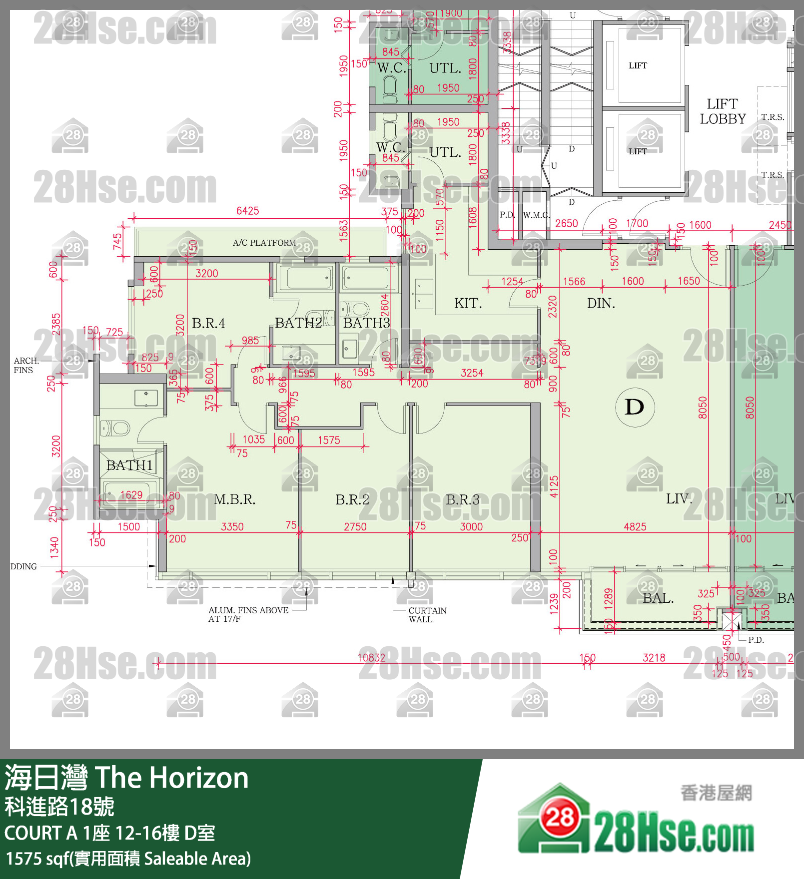 海日灣 大廈 COURT A 1座 16樓 D室 平面圖