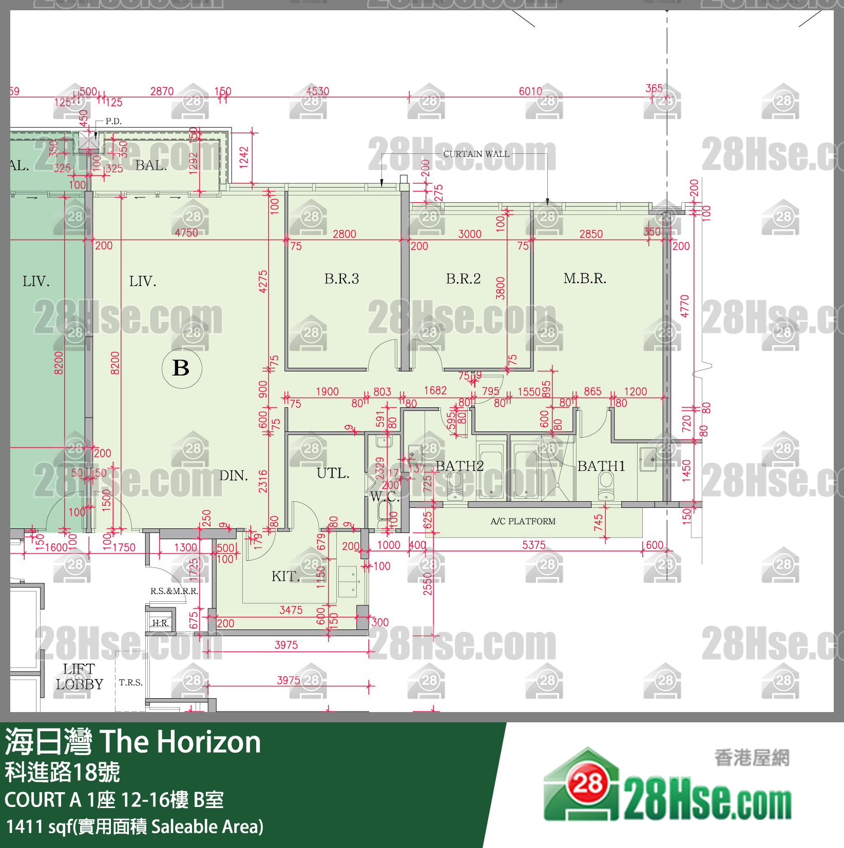 海日灣 大廈COURT A 1座12樓 B室 平面圖