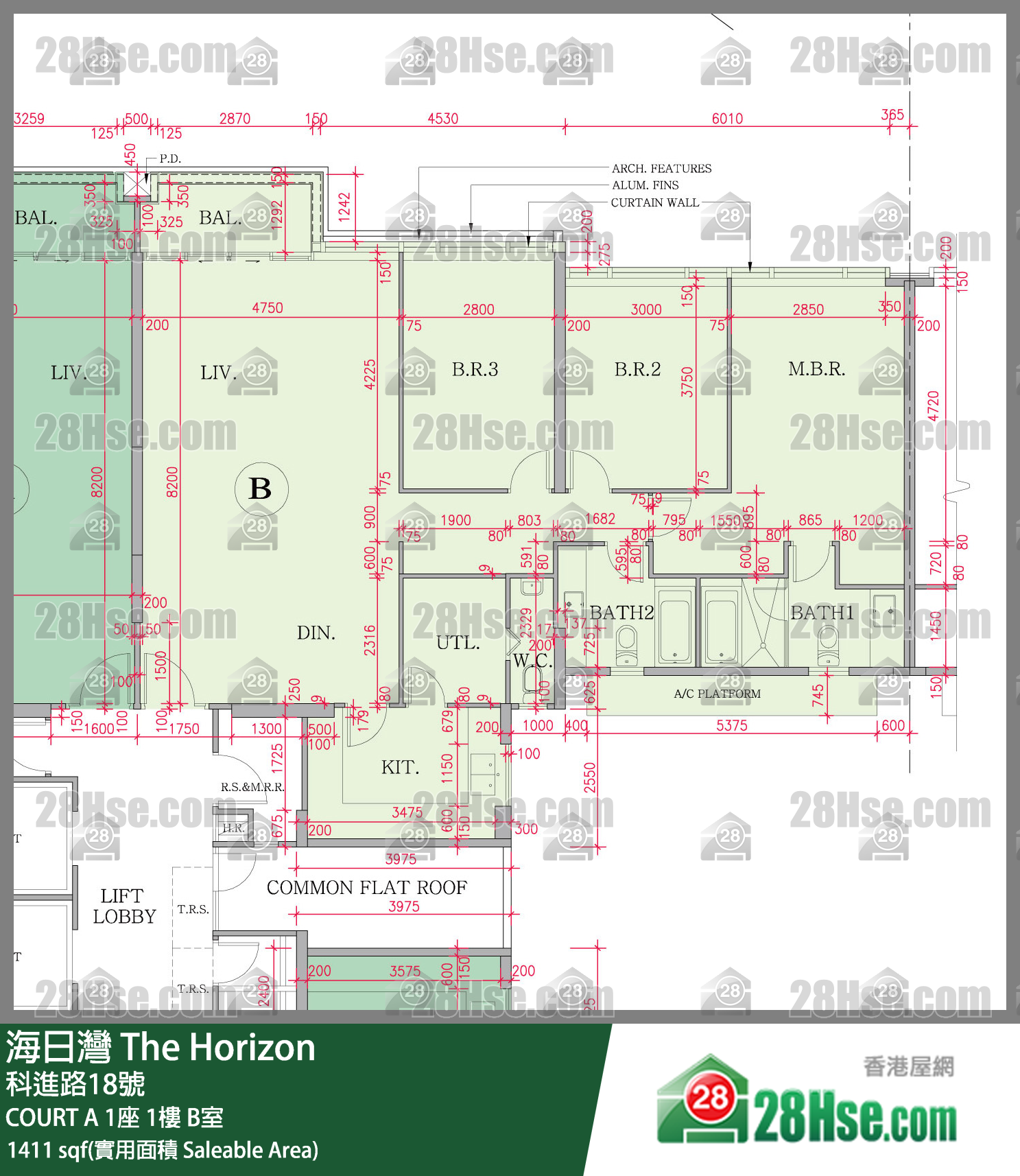海日灣 大廈COURT A 1座1樓 B室 平面圖