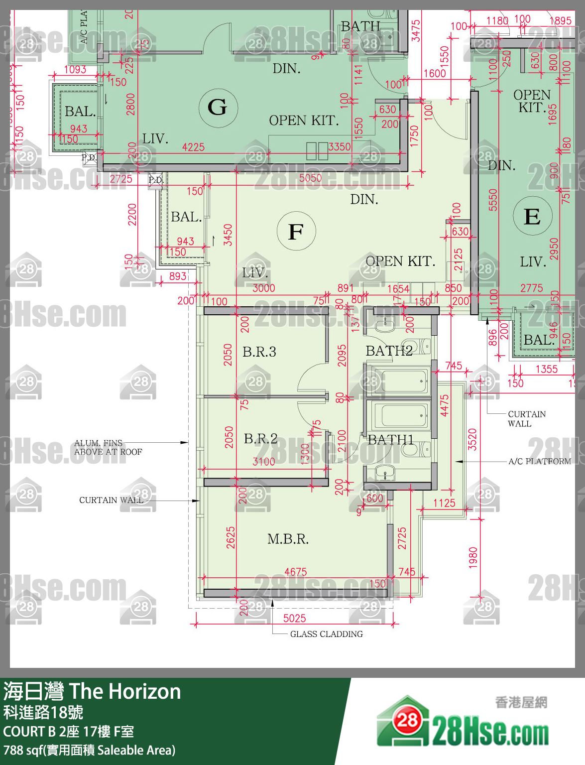 海日灣 大廈 COURT B 2座 17樓 F室 平面圖