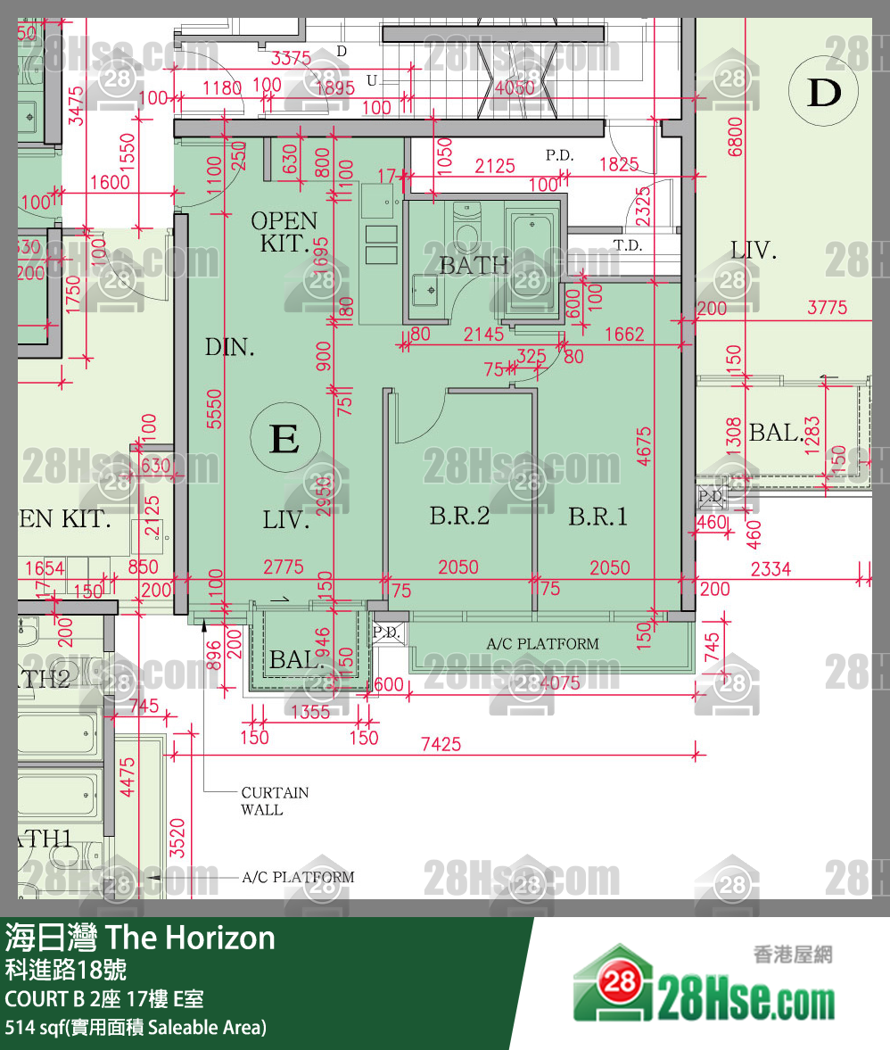 海日灣 大廈COURT B 2座17樓 E室 平面圖
